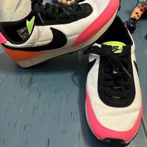 Nike White and Neon Pink Athletic Shoes